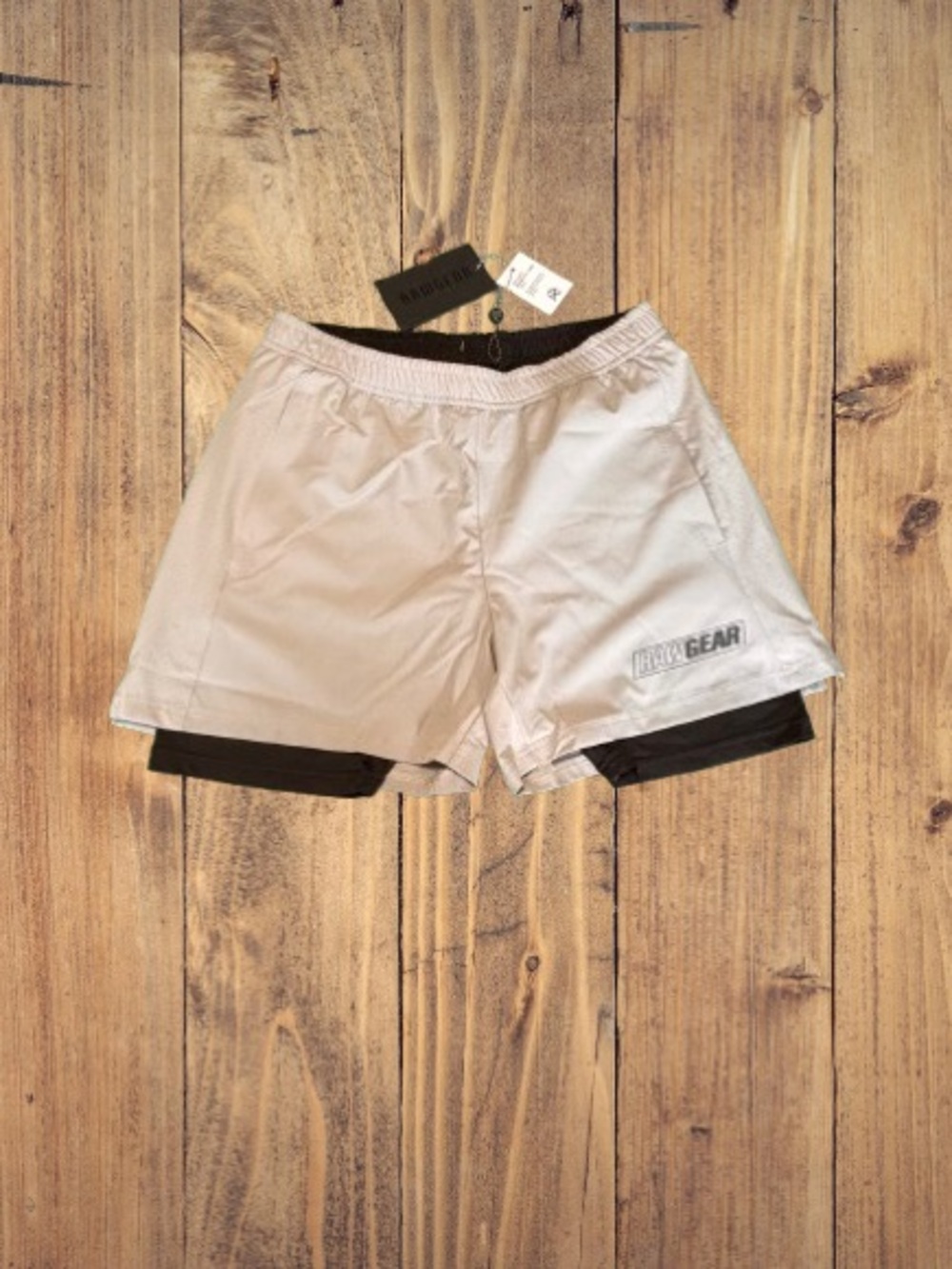 Men's White Athletic Layered Shorts with Black Liner